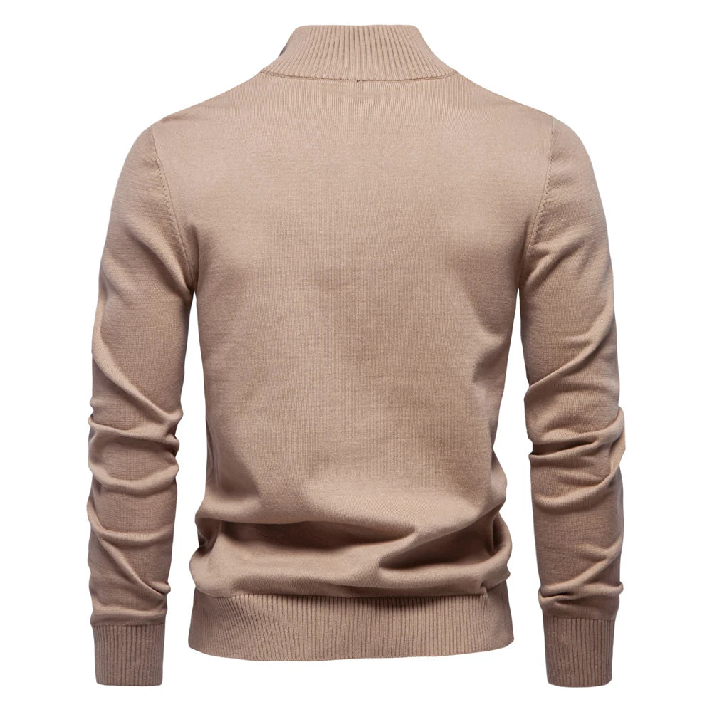 Herren Pullover aus Baumwolle mit Stehkragen für lässige Business-Looks