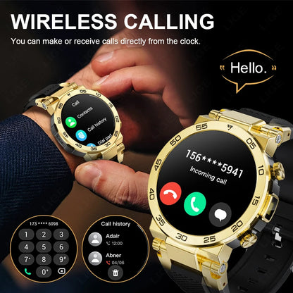 LIGE Neue 1,53 "Bluetooth Anruf Smart Uhr Männer Outdoor Sport Fitness LED Taschenlampe Herzfrequenz Smartwatch Für Android IOS telefon
