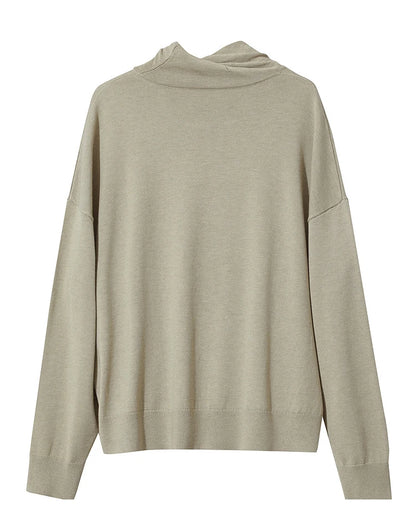 Damen-Rollkragenpullover locker Wolle-Mix Raglan lang Winter