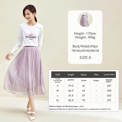 Damen Falten-Detail-Rock mit elastischer Taille im A-Linien Stil