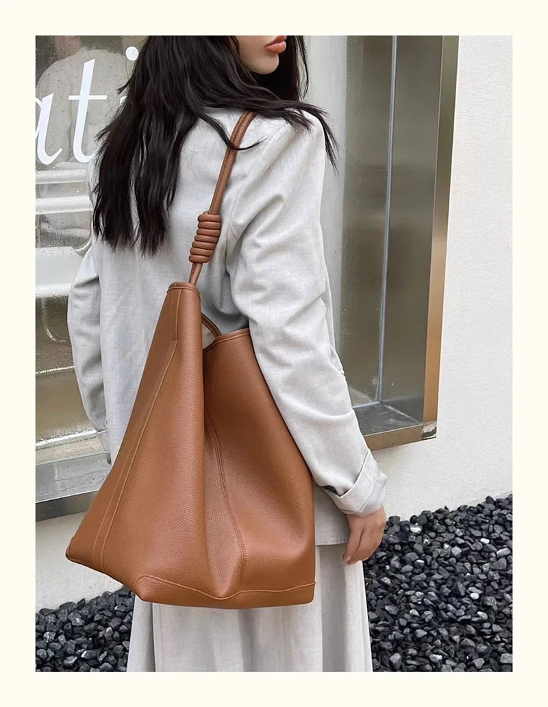 Donnain Bucket-Tasche aus Split-Leder | Damen Tote Große Kapazität