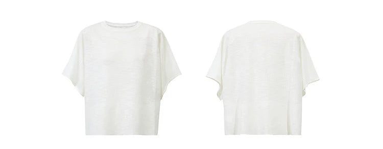 Damen-Rundhalspullover Fledermausärmel locker transparent Viskose Sommer