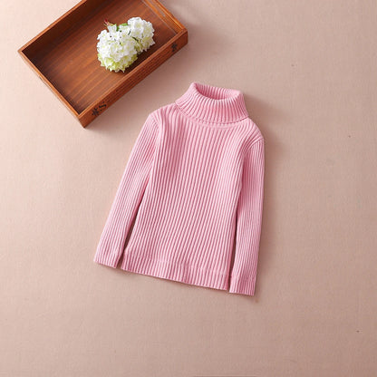 Kinder Pullover Kinder Solide Pullover 2024 Neue Winter Jungen Mädchen Rollkragen Gestrickte Pullover Warme Tops Kleidung für 4-12 jahre