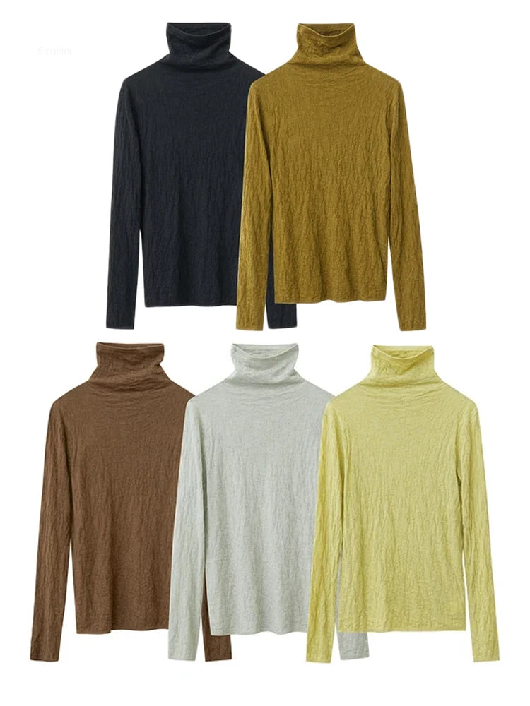 Damen-Rollkragenpullover Wolle Slim einfarbig Büro Winter
