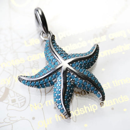 Damen-Charm-Anhänger blauer Meeresstern Tiefsee aus Sterlingsilber