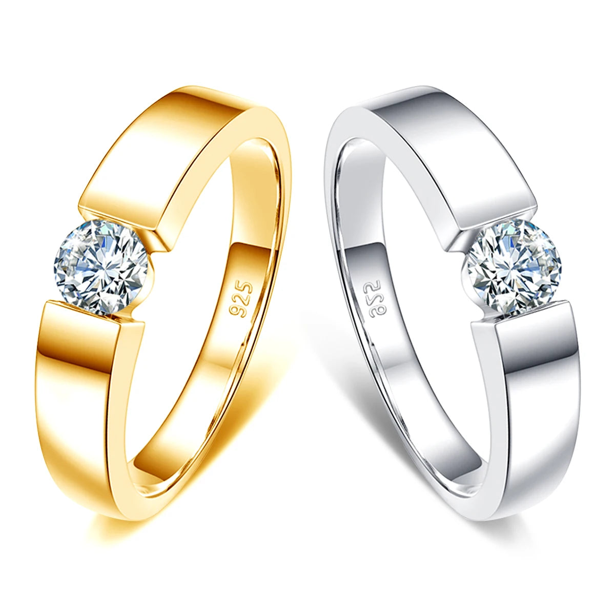 Unisex-Ring aus Silber 925 mit Moissanite 0,5–1 Karat Zertifiziert für Hochzeit und Verlobung