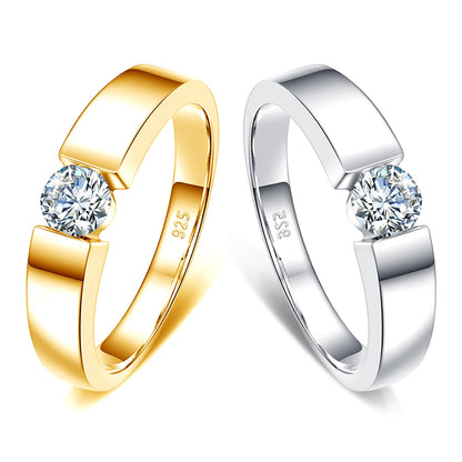 Unisex-Ring aus Silber 925 mit Moissanite 0,5–1 Karat Zertifiziert für Hochzeit und Verlobung