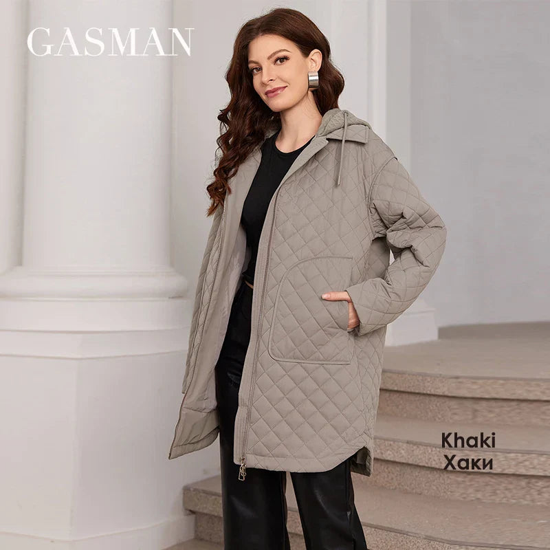 Lässiger Damen-Parka mit Kapuze und Gürtel – Winterjacke mit Taschen für Frauen