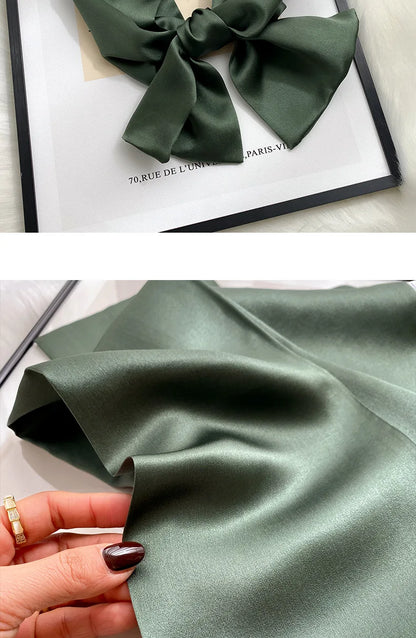 Damen Seidenschal dünn Taschenband Foulard Haarband Stirnband bedruckt B