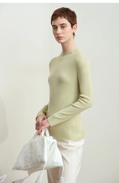 Damen-Halbrollkragen-Pullover Slim Raglan Wolle-Mix Herbst-Winter