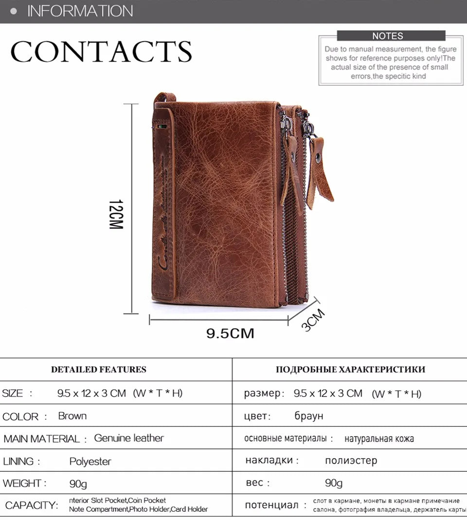 Herren Echtleder Geldbörse Reißverschluss Kartenhalter Luxus Designer Geldclip