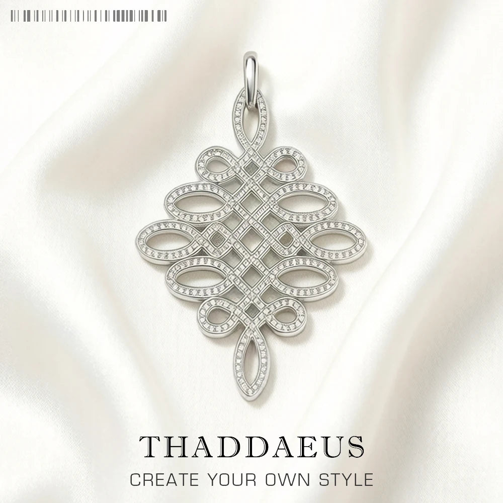 Anhänger aus 925 Sterling Silber mit floralen Love-Knoten-Design, tropfenförmiger Öse