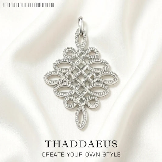 Anhänger aus 925 Sterling Silber mit floralen Love-Knoten-Design, tropfenförmiger Öse