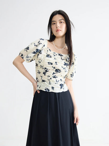 Damen-Chiffonbluse mit V-Ausschnitt und kurzen Ärmeln – sommerlich leicht und elegant fürs Büro
