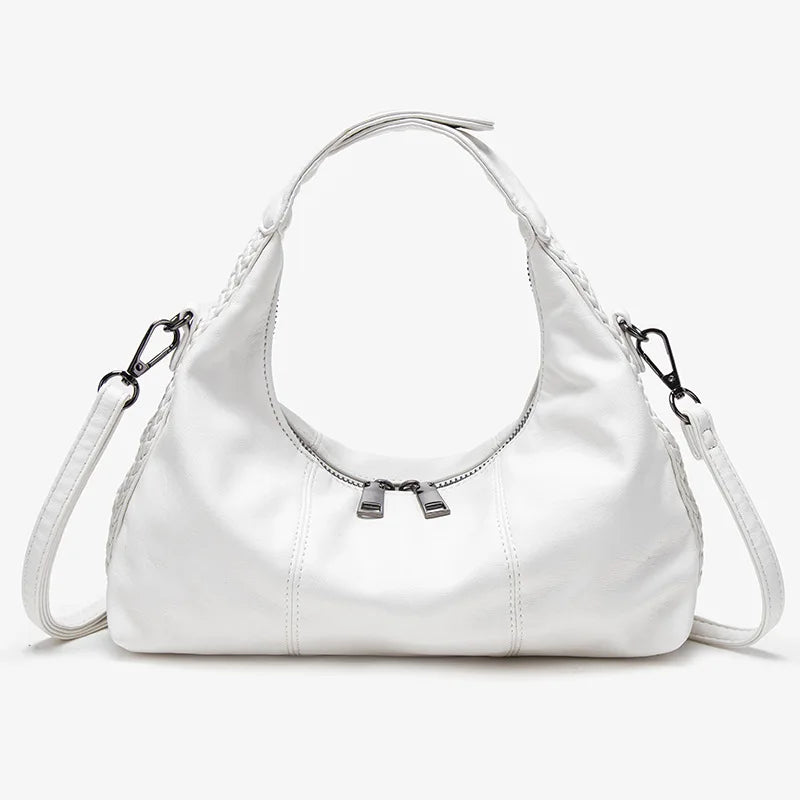 Damen-Hobo-Tasche Aus Weichem Kunstleder Mit Abnehmbarem Schulterriemen Schwarz Alltagstauglich
