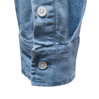 Herren Denim Hemd aus Baumwolle mit elastischem Design und doppelten Taschen