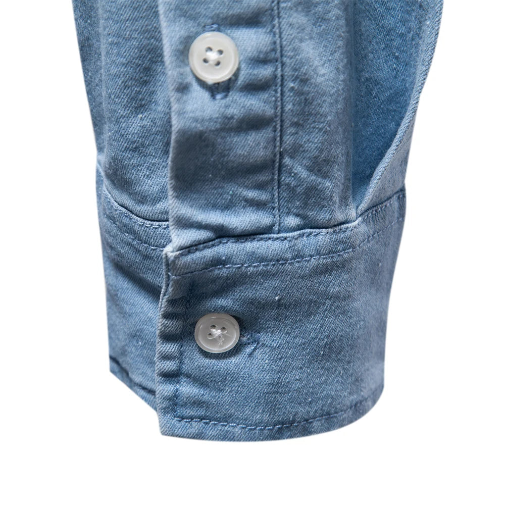 Herren Denim Hemd aus Baumwolle mit doppelten Taschen im Casual Design