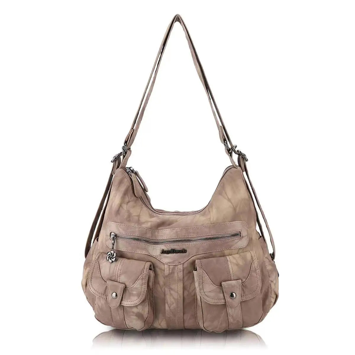 Damen-Schultertasche Aus Weichem PU-Lederimitat Mit Innenfach Und Reißverschluss Alltag Und Shopping