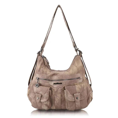 Damen-Schultertasche Aus Weichem PU-Lederimitat Mit Innenfach Und Reißverschluss Alltag Und Shopping