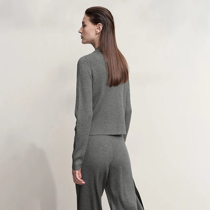 Damen-Strickjacke Buchstaben Slim Reißverschluss Wolle-Mix Herbst-Winter