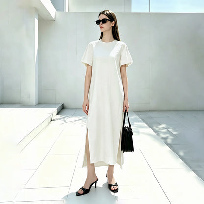 Elegantes Sommerkleid Midi Für Damen Mit Offenen Rücken Und Formstabilen Stoff