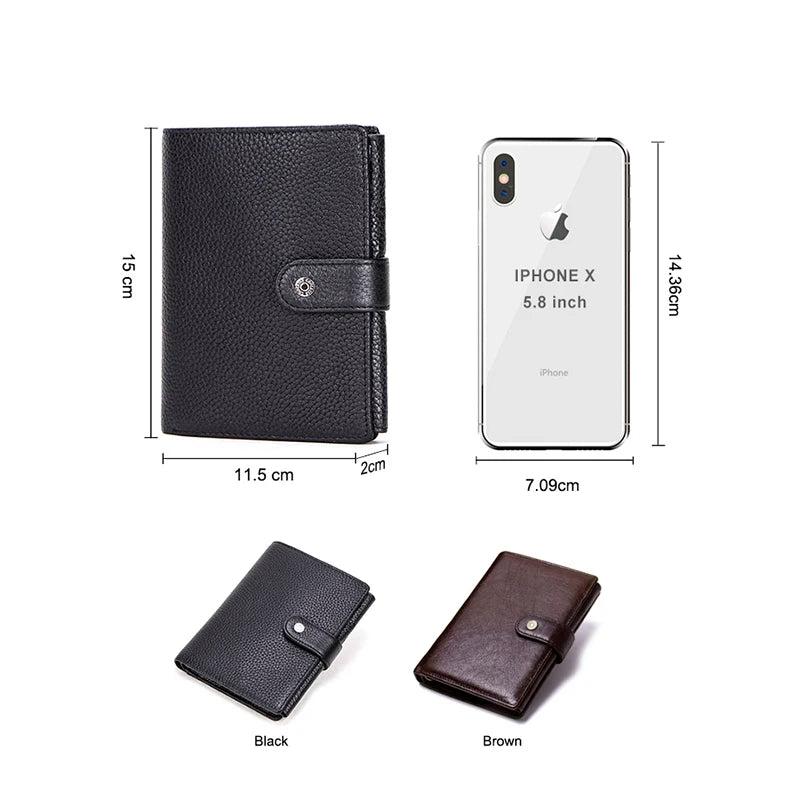 Herren Echtleder Geldbörse Vintage Trifold Kurzgeldbörse Kartenhalter Reisepass