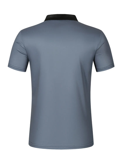 Kurzärmeliges Herren-Poloshirt mit Stehkragen im Camouflage-Design – lässig und in großen Größen erhältlich.