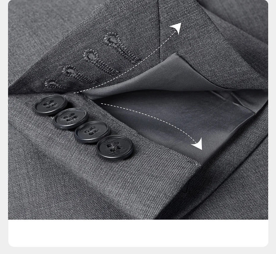 Eleganter Herrenanzug aus 30% Wolle: Grauer Slim-Fit Doppelreiher für Hochzeit & Business