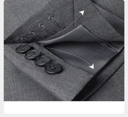 Eleganter Herrenanzug aus 30% Wolle: Grauer Slim-Fit Doppelreiher für Hochzeit & Business