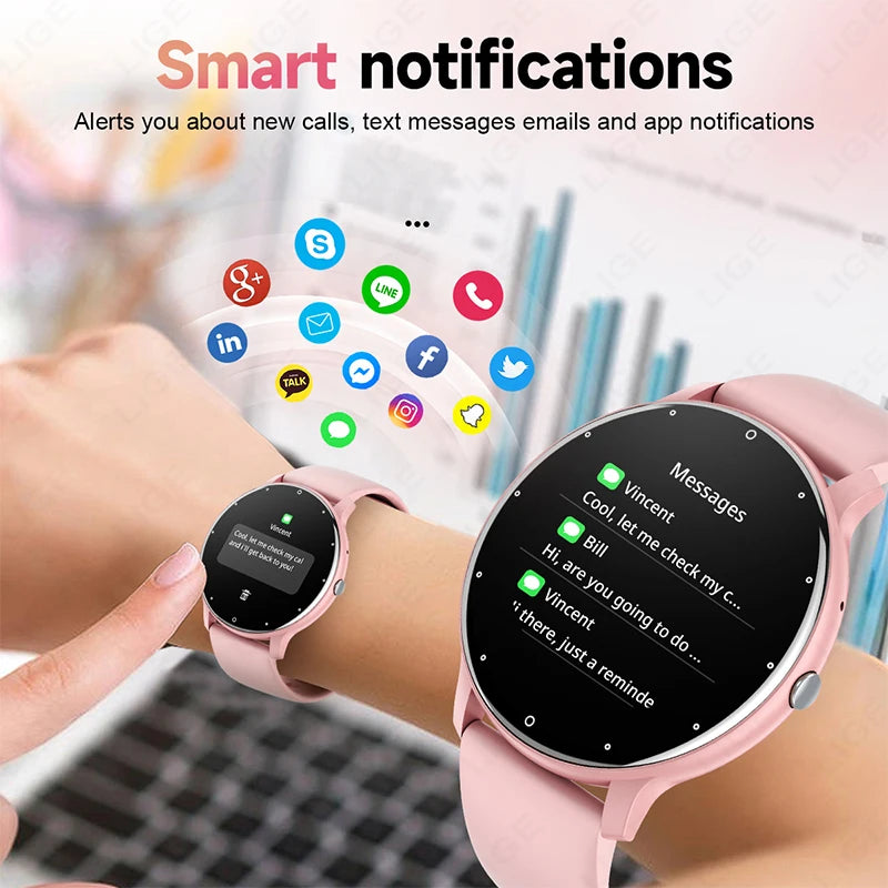 LIGE 2024 Neue Track Smart Uhr Männer Frauen Immer Anzeige Körper Temperatur Uhr BT Anruf Smartwatch Dame Smart Band Für Xiaomi