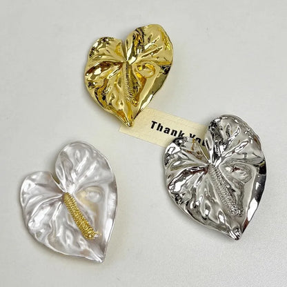 Brosche Blatt Weiß Emaille Metall Korsage Anzug Party Geschenk Damen