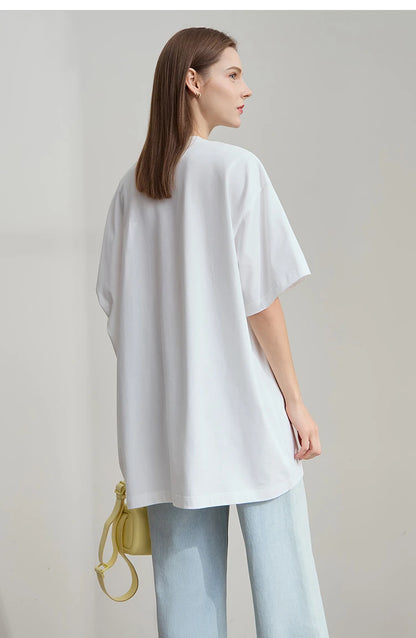 Damen T-Shirt mit Druck im lässigen Rundhals-Stil für das Büro