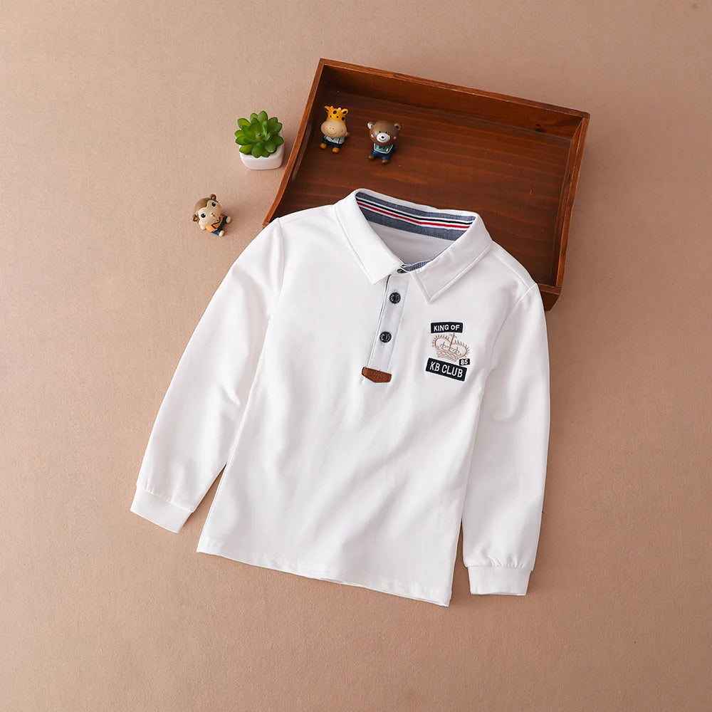 Jungen hemd Frühling Herbst Kinder Baumwoll kleidung lässig Kinder Turn-Down-Kragen Langarm Polo-Kleidung für Jungen