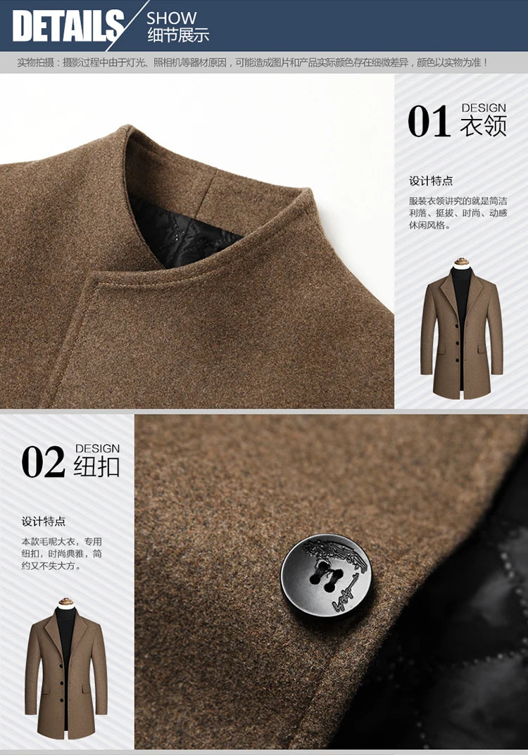 Eleganter Wollmantel für Herren – Herbst & Winter