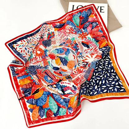 Damen Seidenschal 53cm quadratisch Halstuch Haarband Büro Bandana Foulard
