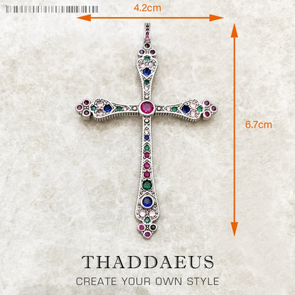 Damen-Charm-Anhänger Kreuz und Krone majestätisch II aus Sterlingsilber