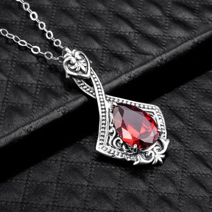 Damen-Granat-Anhänger aus 925er Sterling Silber - Vintage Schmuckstück, handgefertigt