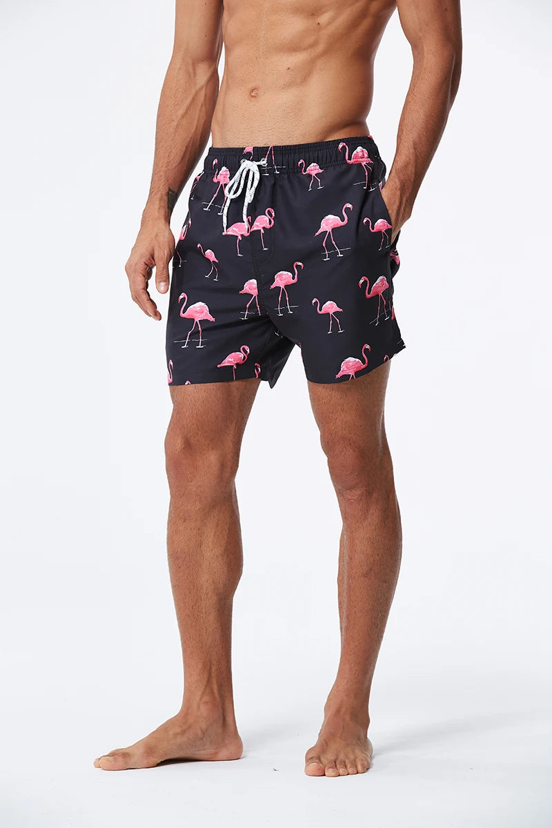 Herren-Badeshorts mit niedrigem Bund und sexy Print – ideal für Gym und Surfen, herausnehmbare Polster, mehrfarbig