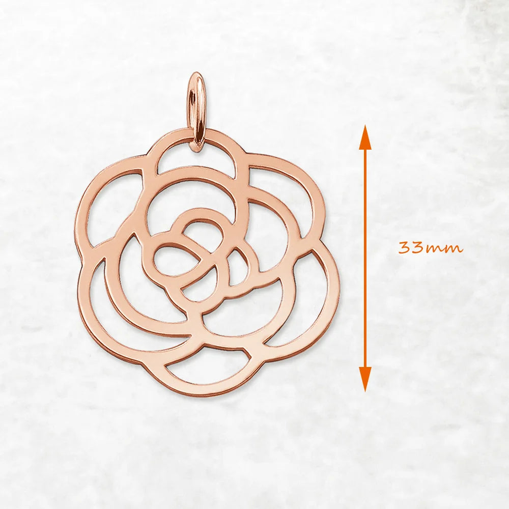 Roségoldfarbener Blumen-Anhänger aus 925 Sterling Silber, Maße ca. 33 mm