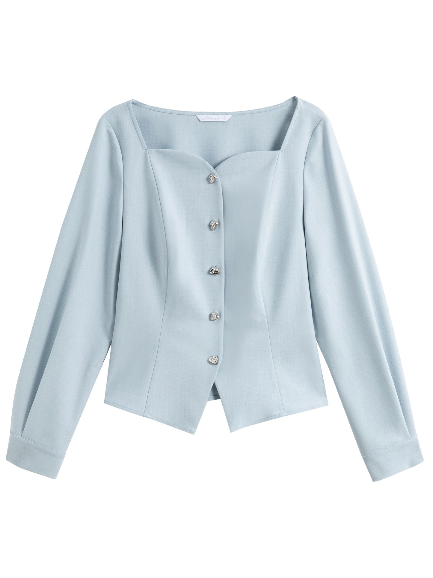 Langärmlige Damenbluse aus 100% Baumwolle in Blau und Pink – ideal für den Herbst und den Arbeitsalltag