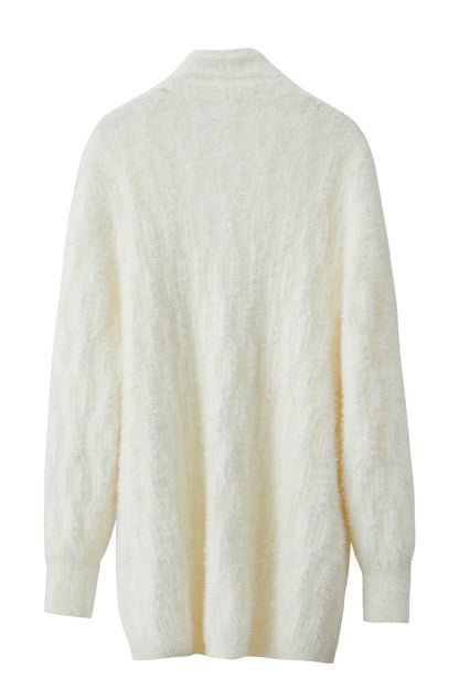 Damen-Strickjacke lang Nerz-Imitat Pile-Kragen locker warm Winter