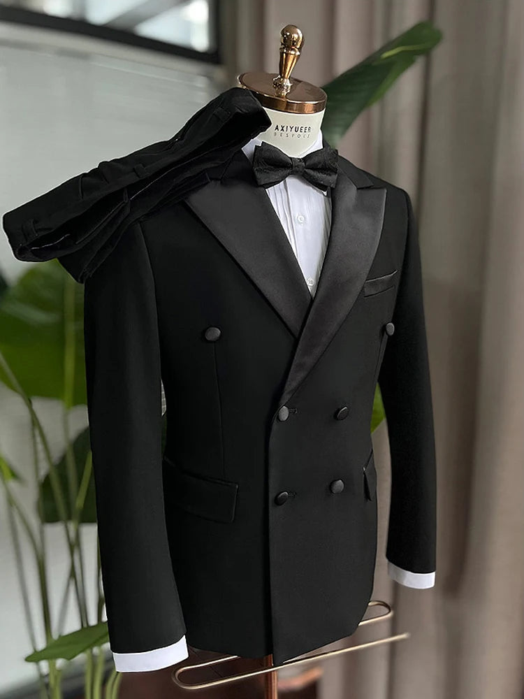 Lange Herren-Anzughose aus 50% Wolle, Slim Fit, tiefblau – ideal für Hochzeit, Büro und Alltag im Herbst und Frühling.