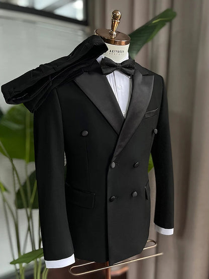 Lange Herren-Anzughose aus 50% Wolle, Slim Fit, tiefblau – ideal für Hochzeit, Büro und Alltag im Herbst und Frühling.