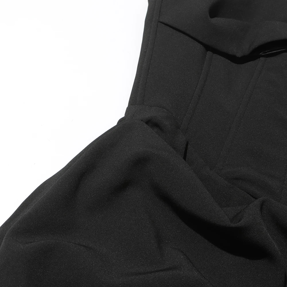 Minimalistischer Damen-Blazer mit Knopfleiste und Patchwork-Design – lockerer Schnitt, lange Ärmel und Taschen
