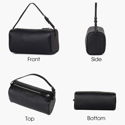 Rindsleder-Handtasche | Top-Handle Mit Schultergurt