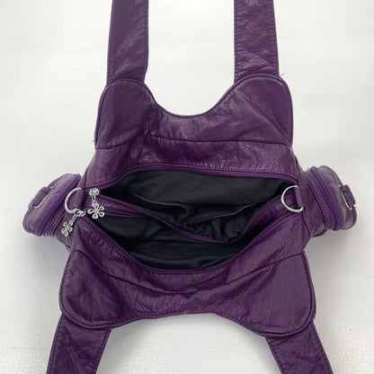 Damen-Umhängetasche Mit Mehrfachfächern Kleine Kunstleder-Satchel für Alltag und Freizeit