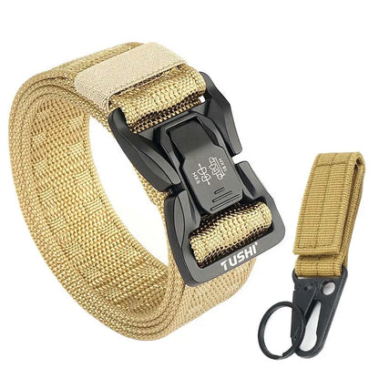 Herren-Taktischer Outdoor-Gürtel Mit Metall-Schnalle Und Schnellverschluss In Schwarz