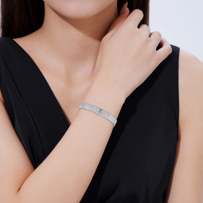 Damen-Tennisarmband Flachdraht mit Moissanit