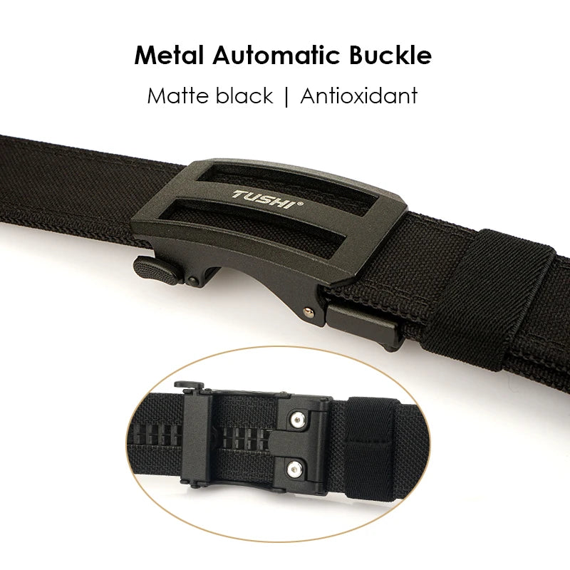 Herren-Taktischer Outdoor-Gürtel aus Nylon mit automatischer Metallschnalle und verstellbarer Länge