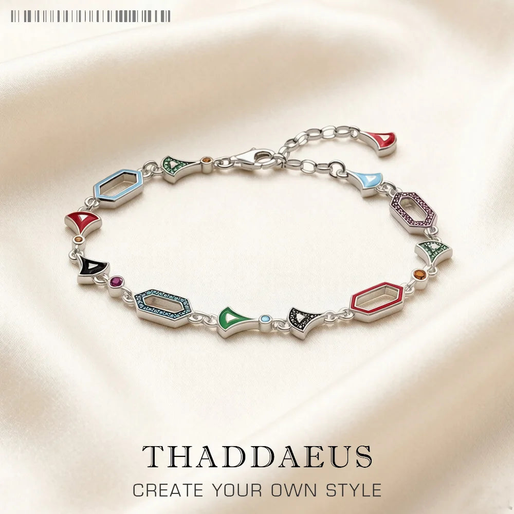 Damen-Armband asiatische Ornamente bunt aus Sterlingsilber